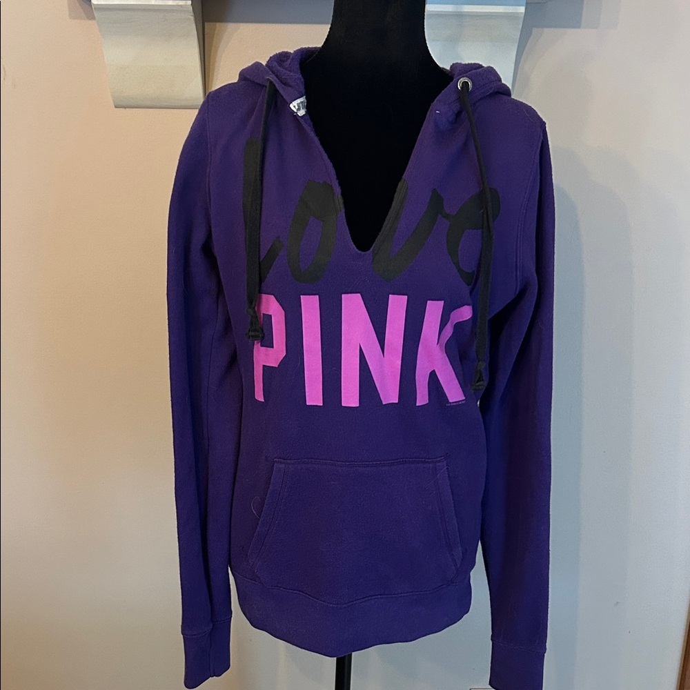 PINK Victoria's Secret Purple Hoodie with Hot Pink Logo